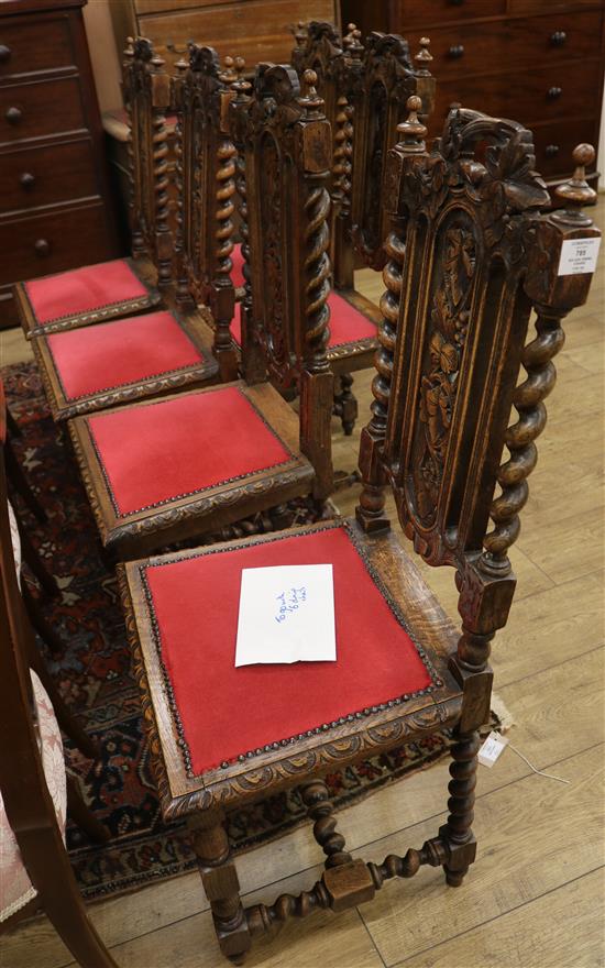 A set of six oak dining chairs